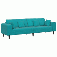 VidaXL Canapé avec coussin Turquoise 250 x 77 x 76 cm Velours Modèle Vega Executive Bois - Matériau naturel 3335161