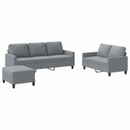 VidaXL Ensemble de canapés 3 pcs avec coussins Gris clair Tissu Modèle Raffiné Moderne - 3201468