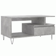 VidaXL Table basse Gris béton 90x49x45 cm Bois d'ingénierie Modèle Atlas Smart Pro - 831024