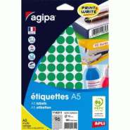 960 pastilles adhésives vertes, diamètre 15 mm (10 feuilles A5 / cdt) - 3270241143119