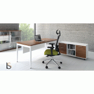 Bureau rectangulaire OGI Y - MDD - Blanc 9010, 120, Noyer