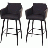 Décoshop26 - Lot de 2 tabourets de bar avec repose-pieds en synthétique noir et métal noir TDB04065 - noir 3001093169602 Décoshop26 - Lot de 2 tabourets de bar avec repose-pieds en synthétique noir et métal noir TDB04065 - noir 3001093169602