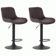 Décoshop26 - Lot de 2 tabourets de bar chaises hautes en PVC marron coutures verticales support en métal noir 10_0004278 - marron 3000252018935 Décoshop26 - Lot de 2 tabourets de bar chaises hautes en PVC marron coutures verticales support en métal noir 10_0004278 - marron 3000252018935
