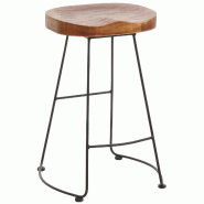 Décoshop26 - Tabouret de bar chaise de comptoir x1 avec repose-pieds design industriel en métal et bois marron 04_0008591 - marron métal 3000262639267