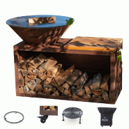 GRILLCHIC Pack Privilège Brasero Traditionnel Corten 83 Double Cuve - marron PAPRIVBRCODCTR_83