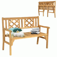 Helloshop26 - Banc de jardin pliable 120 x 56 x 90 cm 2 places confortable et ergonomique style classique en bois acacia nature 20_0020574 - Bois mass