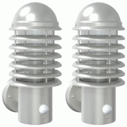 Helloshop26 - Lot de 2 appliques murales d'extérieur avec capteur infrarouge jardin 15 x 15 x 33,5 cm en acier inoxydable argenté 02_0056570 - rouge