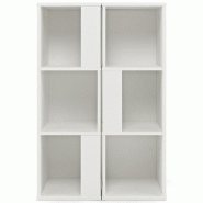 Helloshop26 - Lot de 2 bibliothèques en bois étagères asymétriques 33 x 33 x 100,5 cm avec dispositifs anti-basculement en blanc 20_0019651 - 3000