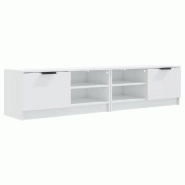 Helloshop26 - Lot de 2 meubles TV modernes en bois d'ingénierie blanc brillant 80 x 35 x 36,5 cm avec grand espace de rangement 02_0048009 - blanc Bo