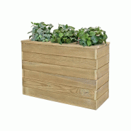 HORTALIA Jardinière en bois avec réserve d’eau Nidum Basic 86 x 34 x 60 cm – Intérieur et extérieur - marron Bois massif N836