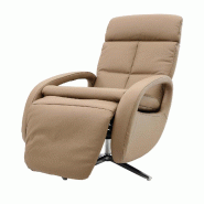 Mendler Fauteuil relax HWC-L11, Fauteuil TV design Fauteuil de relaxation, fonction chaise longue pivotante, cuir pleine fleur ~ taupe - marron cuir 9