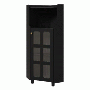 Merax meuble d'angle LED avec app, porte vitrée et étagère ouverte, 63.5 x 34.5 x 124 cm, noir - noir N656P350870B