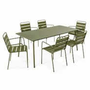 Oviala Business Ensemble table de jardin et 6 fauteuils en métal Vert Kaki - vert acier 114599 Oviala Business Ensemble table de jardin et 6 fauteuils en métal Vert Kaki - vert acier 114599