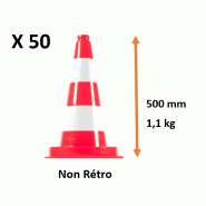 PACK 50 cônes 50 cm non rétro film blanc