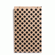 Pochettes cadeaux kraft vergé pois noirs 26+9x38cm - par 250