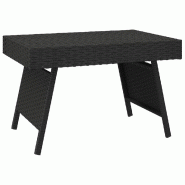 Table d'appoint pliable noir 60x40x38 cm résine tressée Modèle Zenith Bois - 319408