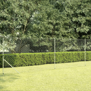 Vidaxl clôture à mailles avec poteaux acier galvanisé 15x1,5 m argenté 145752