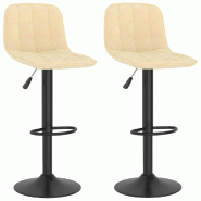 VidaXL Tabourets de bar lot de 2 crème velours Modèle Vertex Loft - 333990