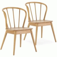 VS Venta-stock Pack 2 chaises Brisa en bois coleur chêne - jaune Bois massif I23007