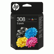 308 Pack de 2 cartouches dencre authentiques Noir/Trois couleurs_0