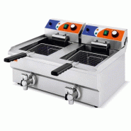 Climahosteleria Friteuse électrique 10+10 litres AVEC robinet 570 x470 x345h mm PEKIN EF-102V - inox EF-102V