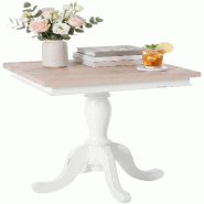 CLP Table d'appoint Lorne Bois HBT: 65x50x50 cm Nature / Blanc - blanc Bois manufacturé 328485