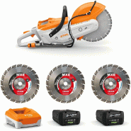 Découpeuse à batterie TSA 300 avec 3 disques diamants MXE Ø 300 mm + 2 batteries et 1 chargeur - STIHL - TSA300.0+POWER-BOX-300+MXE300/20