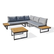 DCB GARDEN Salon de jardin 5 places bois d'acacia et aluminium gris anthracite - MIYAKO - gris aluminium MIYAKO-S1-GRISANTH DCB GARDEN Salon de jardin 5 places bois d'acacia et aluminium gris anthracite - MIYAKO - gris aluminium MIYAKO-S1-GRISANTH