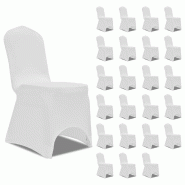 Décoshop26 - Housses élastiques de chaise Blanc 24 pièces DEC022531 - blanc 3001282669609