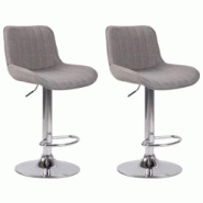Décoshop26 - Lot de 2 tabourets de bar chaises hautes en tissu gris coutures verticales support en métal chromé 10_0004285 - gris 3000252024585 Décoshop26 - Lot de 2 tabourets de bar chaises hautes en tissu gris coutures verticales support en métal chromé 10_0004285 - gris 3000252024585
