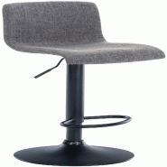 Décoshop26 - Tabouret de bar x1 avec repose-pieds pivotant dossier incurvé en tissu gris clair et métal noir 10_0004962 - gris métal 3000252384979