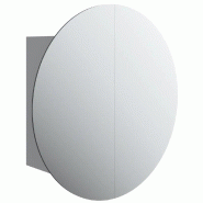 Helloshop26 - Armoire de salle de bain avec miroir rond et LED 47 x 47 x 17 cm gain de place style moderne en bois gris 02_0047110 - gris verre 300023