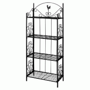 Helloshop26 - Étagère 4 niveaux intérieur ou extérieur pour plantes fleurs 61 cm acier noir 2702001/2 - noir acier 3000092471532