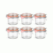 Lot de 6 bocaux en verre 250 ml – petits bocaux hermétiques avec fermeture métallique (réutilisables) - transparent verre FN27937-6