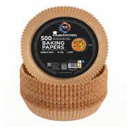 Masterpro - Set de 500 moules en papier pour friteuse à air Ø26x4,5 cm, antiadhésifs et jetables, pour 9-12 L jusqu’à 230 °C - beige papier PK10594