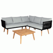 Mendler Garniture de jardin HWC-L30, ensemble de salon Lounge-Set Sofa, bois d'acacia certifié MVG ~ Coussin gris clair - gris Bois massif 99118+99119
