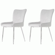 Merax Lot de 2 chaises de salle à manger en velours pour salon, chambre à coucher, chaise longue avec quatre pieds de support en métal argenté, -