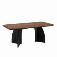 Merax table à manger 160x80x76 cm pour 4-6 personnes, plateau 4 cm, aspect noyer, pieds noirs, moderne, marron - marron Bois manufacturé N634D0045A Merax table à manger 160x80x76 cm pour 4-6 personnes, plateau 4 cm, aspect noyer, pieds noirs, moderne, marron - marron Bois manufacturé N634D0045A