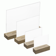 Porte-visuel/menu A6 paysage - horizontal avec socle en bois chêne massif - Réf : 407720_0