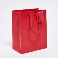 Sac luxe gauffré rouge poignées papier rouge 18x10x22,7 cm - par 10