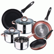 San Ignacio - Batterie 5pc acier inoxydable Ø16/18/20cm et Ensemble de 3 poêles Ø16/20/24 cm en aluminium pressé Compatible Induction - multi-mat�