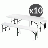 Tables et bancs pliants 180 cm - lot de 10