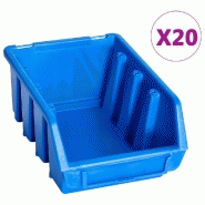 Vidaxl bacs de rangement empilables 20 pcs bleu plastique 146284