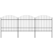 Vidaxl clôture de jardin à dessus en lance acier (1,5-1,75)x5,1 m noir 277741