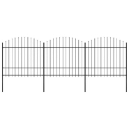 Vidaxl clôture de jardin à dessus en lance acier (1,5-1,75)x5,1 m noir 277741 Vidaxl clôture de jardin à dessus en lance acier (1,5-1,75)x5,1 m noir 277741