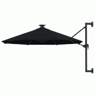 VidaXL Parasol mural de jardin avec LED 300 cm noir Modèle Helios Panorama Marine Plus - 312528