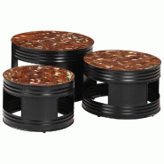 VidaXL Tables de bar forme tambour 3 pcs bois massif de récupération Modèle Renaissance Élite - 358936