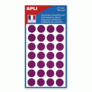 Apli Lot de 5 Etui de 168 pastilles adhésives violettes, diam. 15 mm (6 feuilles / cdt) - 3270241118469