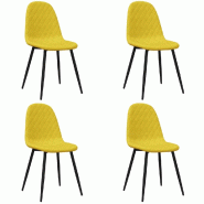 Chaises à manger lot de 4 Jaune moutarde Velours Modèle Fantaisie - 325664