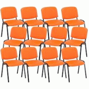 CLP Lot de 12 chaises de visiteur Ken en similicuir Orange - orange polyester 313034 CLP Lot de 12 chaises de visiteur Ken en similicuir Orange - orange polyester 313034